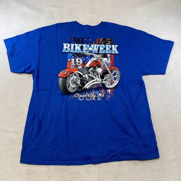 Bike Week Ocean City USA Graphic Tee Thrifted Vintage Style Size 2XL - Picture 8 of 11